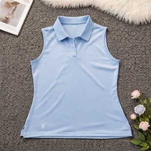 Adidas Women’s Sleeveless Polo Shirt Light Blue Golf Athletic